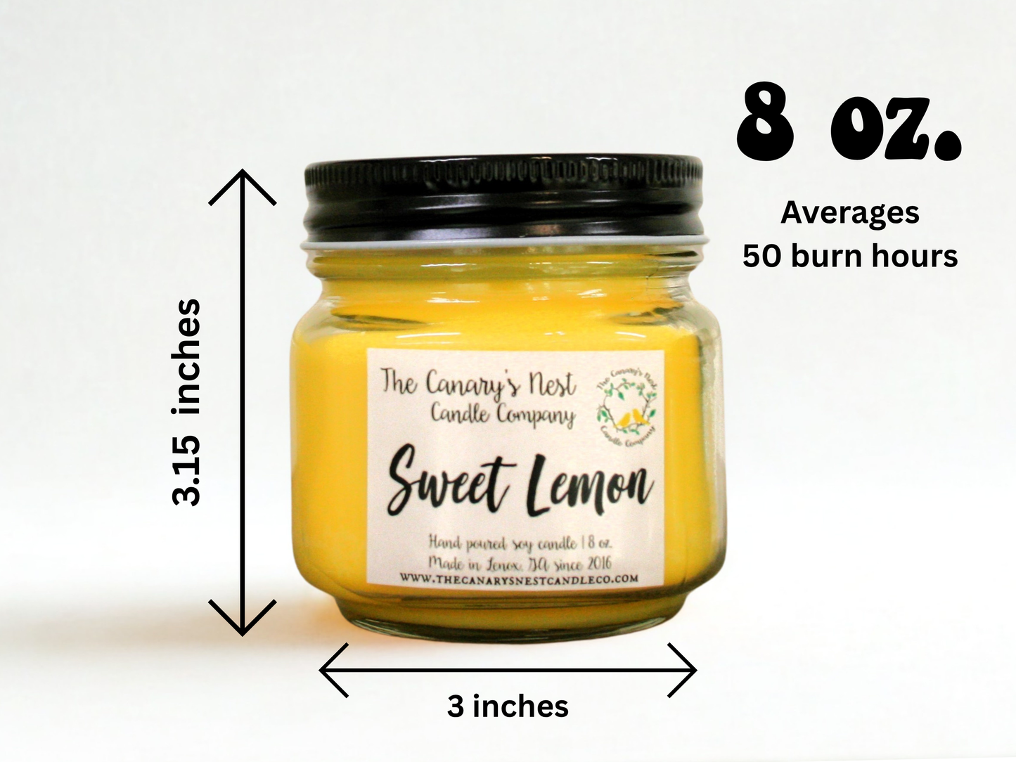 8 oz. Mason Jar Candle, Choose Your Scent