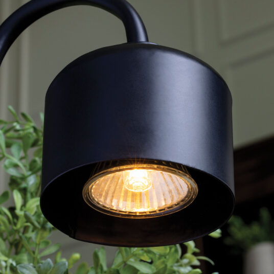 Black & Wood Arched Candle Lamp