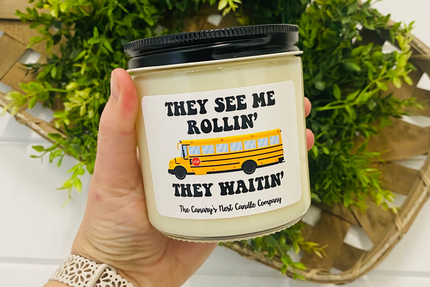 They See Me Rollin' Bus Driver Candle