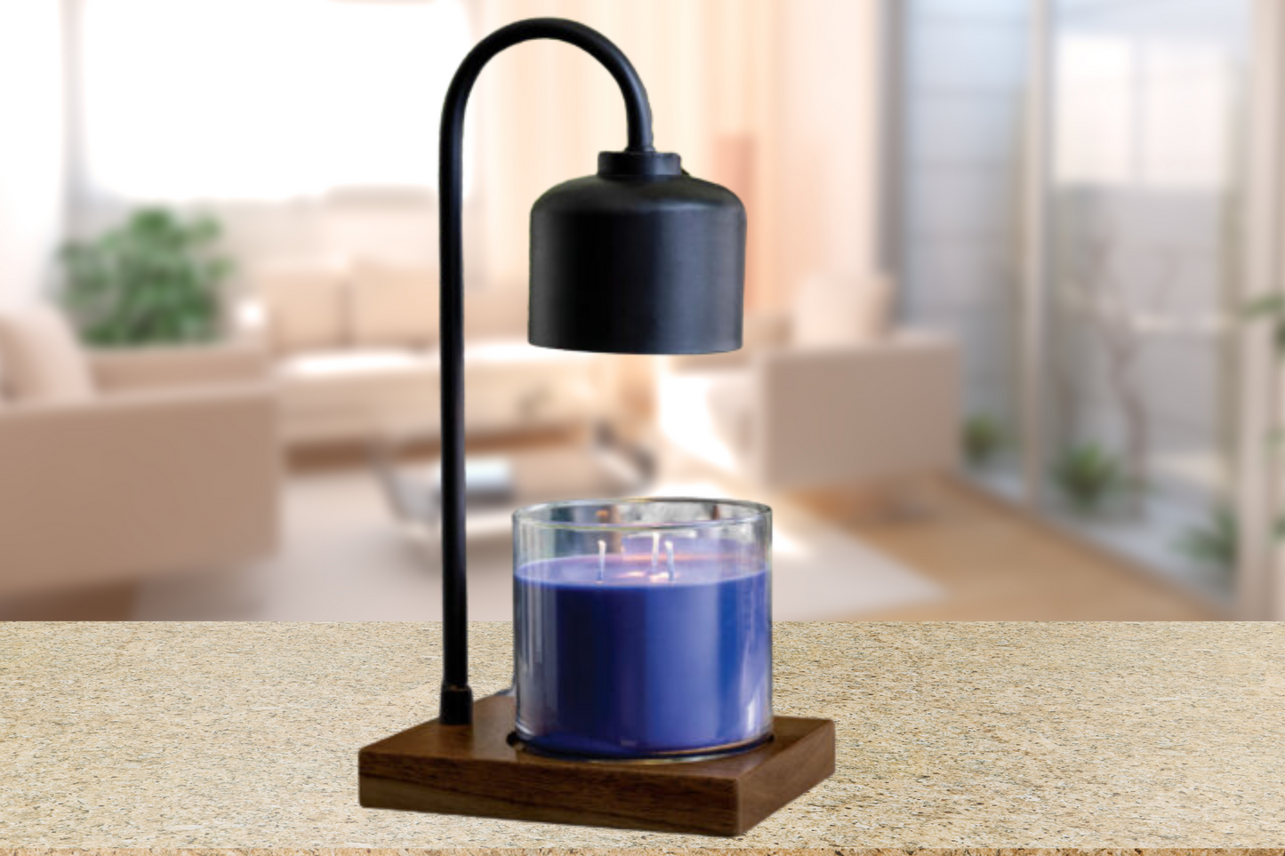 Black & Wood Arched Candle Lamp