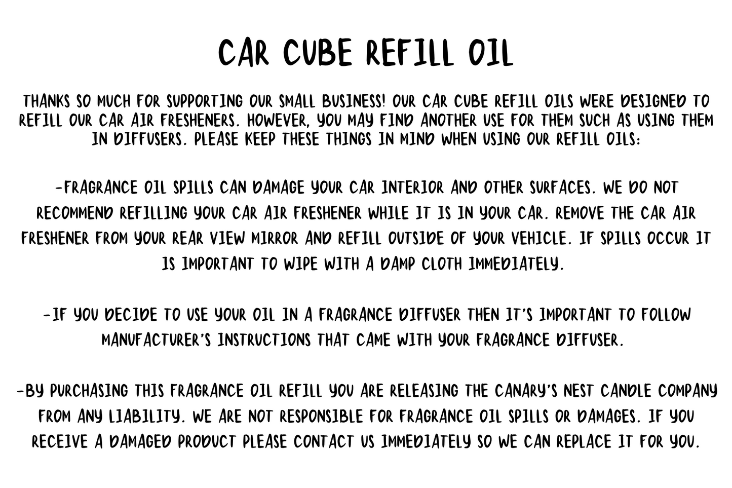 Car Cube Car Air Freshener Refill Fragrance
