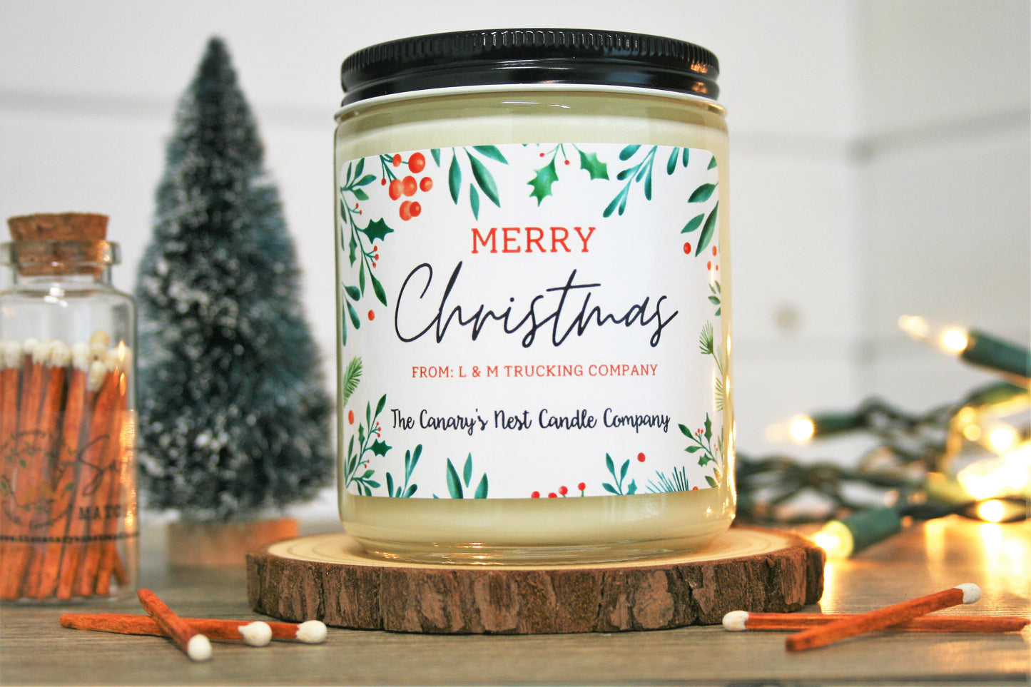 Personalized Christmas Graphic Candle, Choose Your Scent and Design
