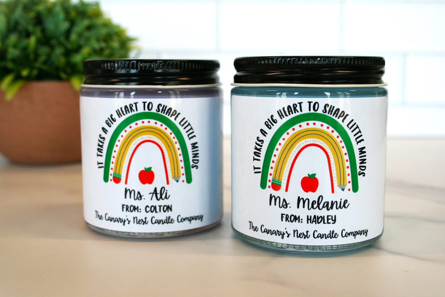 It Takes a Big Heart to Shape Little Minds Personalized Teacher Candle