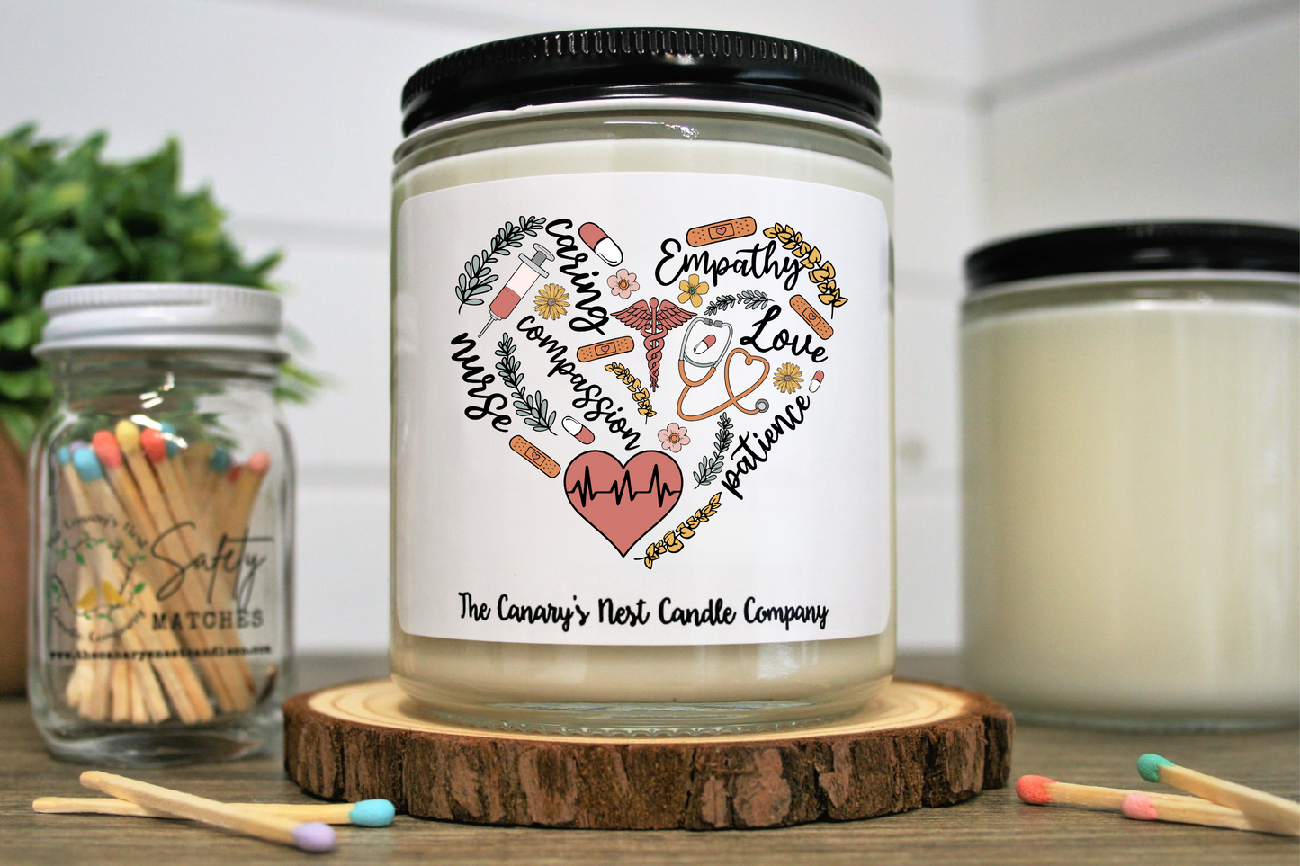 Nurse Heart Doodles Candle