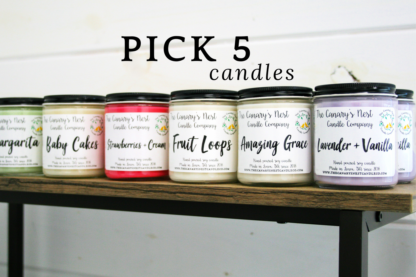 Set of 5 Eight Ounce Soy Candles