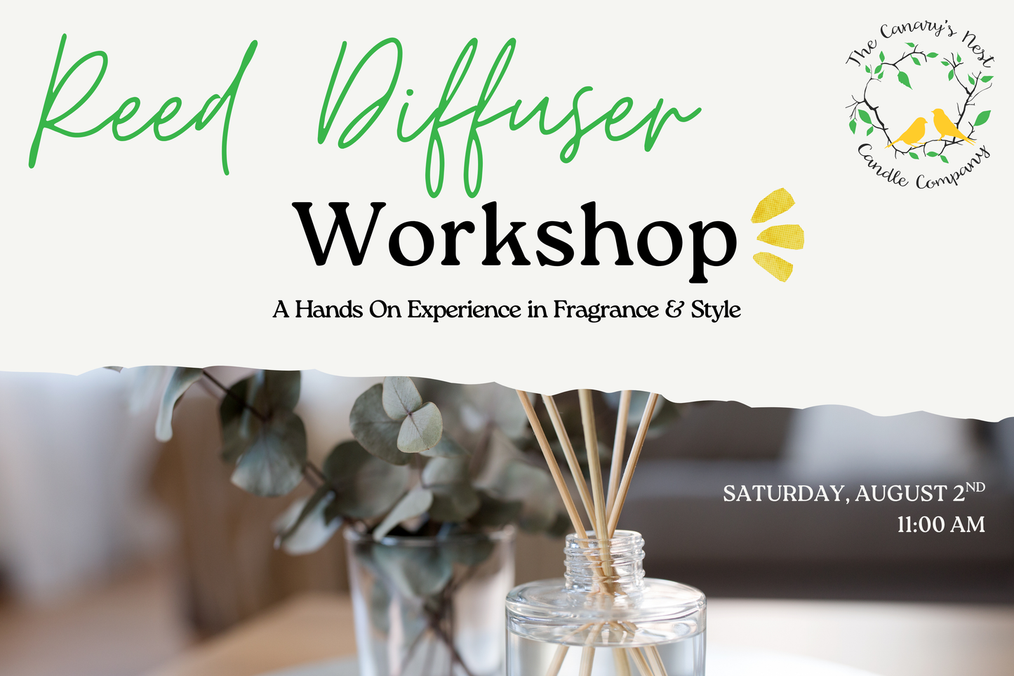 Reed Diffuser Workshop August 2nd at 11:00 AM