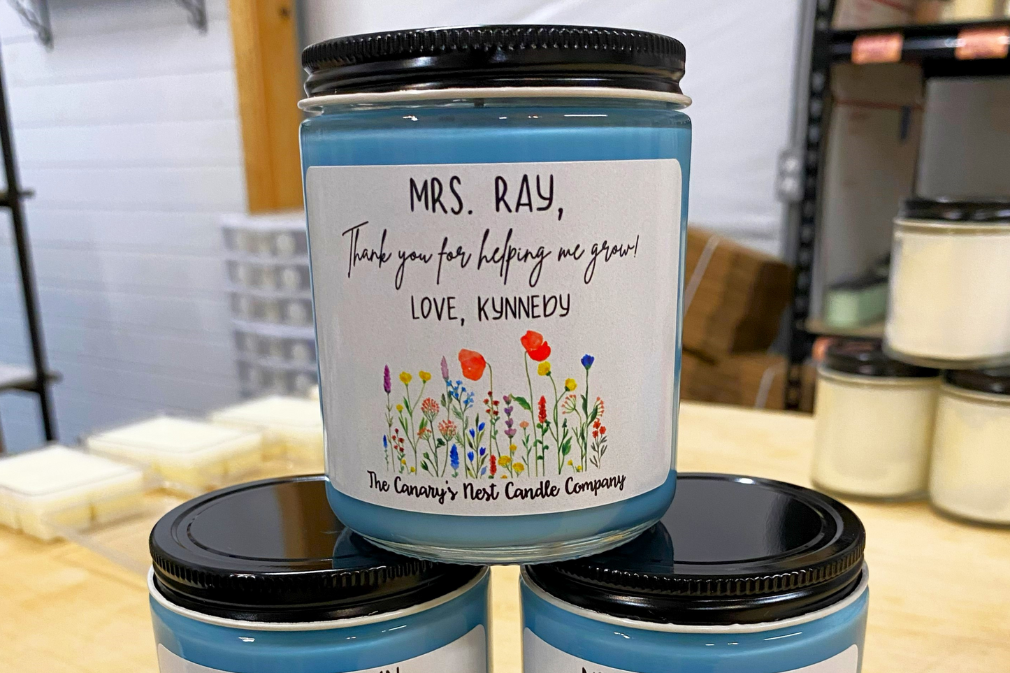 Thank You For Helping Me Grow Personalized Teacher Candle
