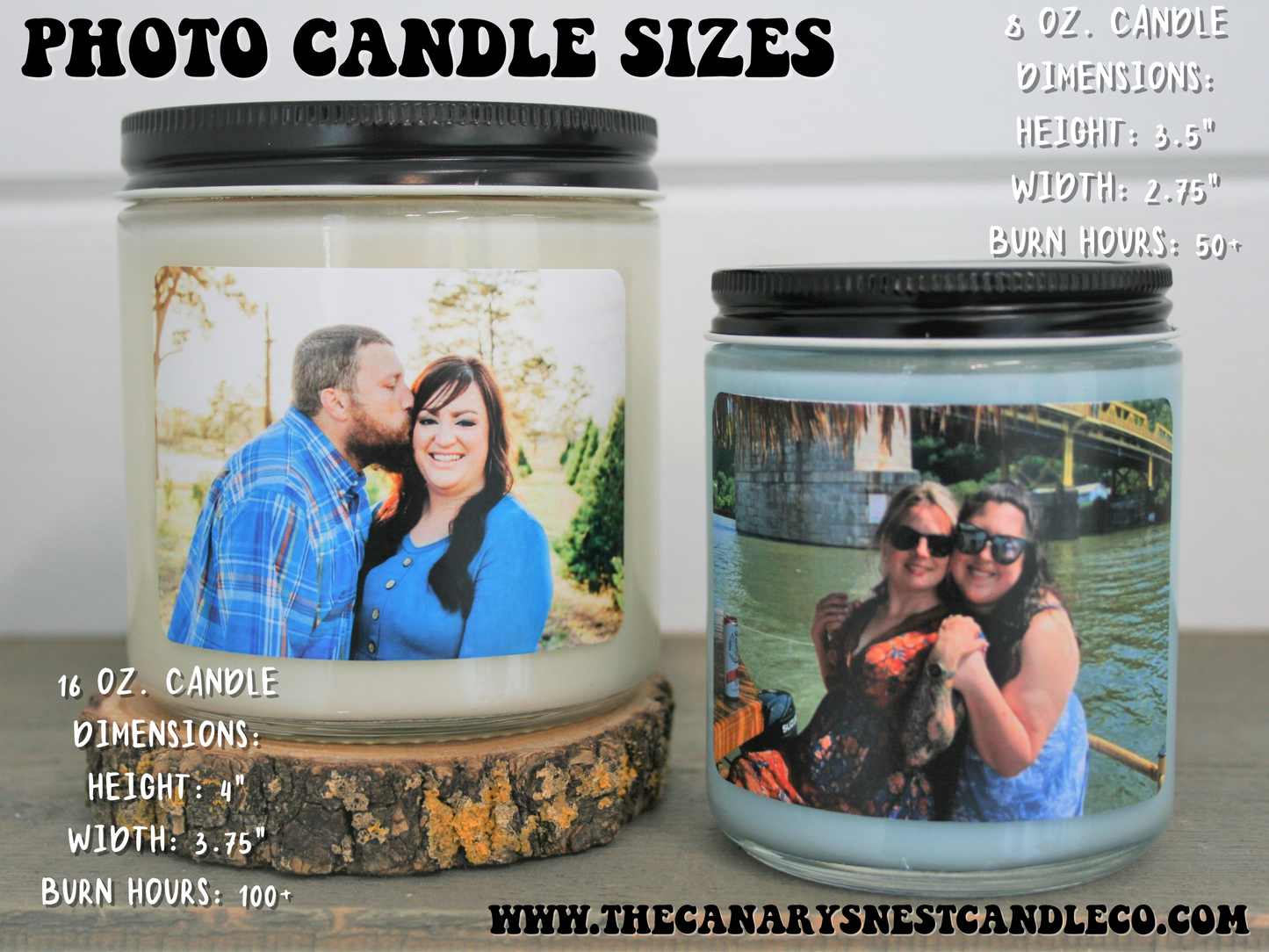 Personalized Photo Candle, Choose Your Size/Scent