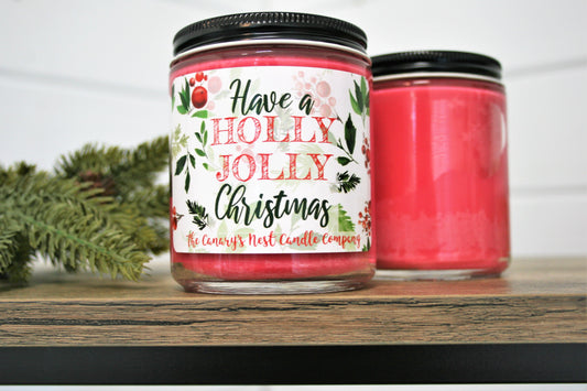 "Have a Holly Jolly Christmas" Christmas Graphic Candle, Choose Your Scent
