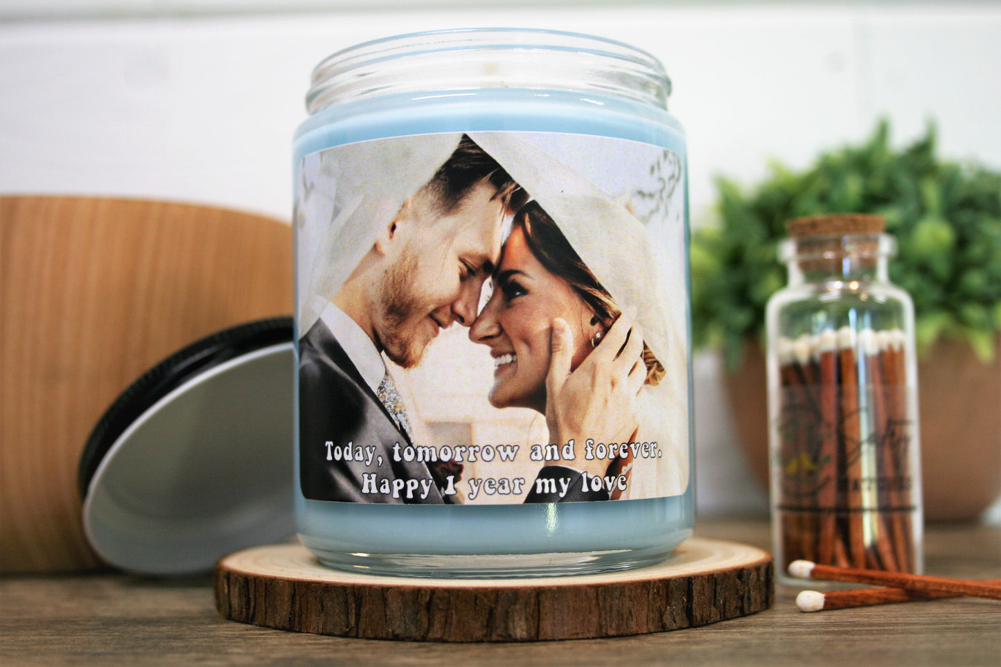 Personalized Photo Candle, Choose Your Size/Scent