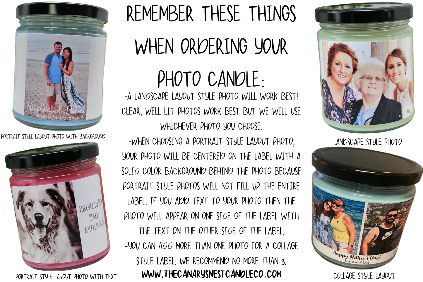 Personalized Photo Candle, Choose Your Size/Scent