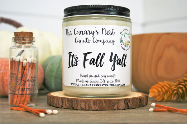 It's Fall Y'all Scented Soy Candle, Choose Your Size