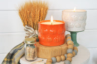 Orange Ceramic Embossed Pumpkin Candle, Choose Your Scent