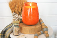 Orange Embossed Pumpkin Glass Candle, Choose Your Scent