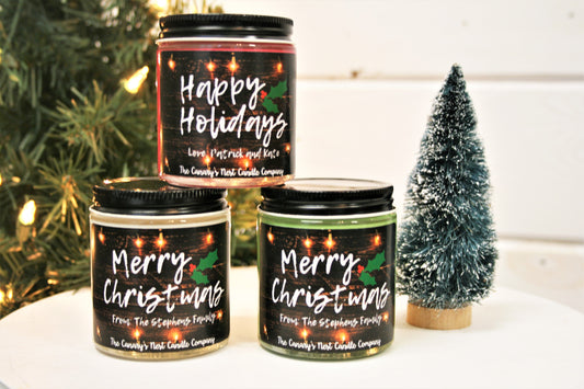 Personalized Christmas Graphic Candle, Choose Your Scent and Design