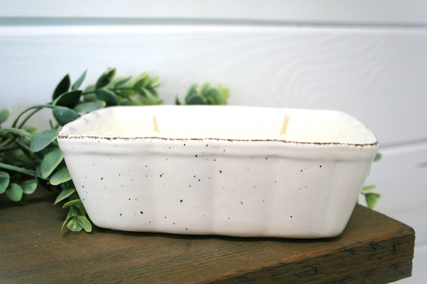 White Ceramic Rectangular Dish Candle, Choose Your Scent