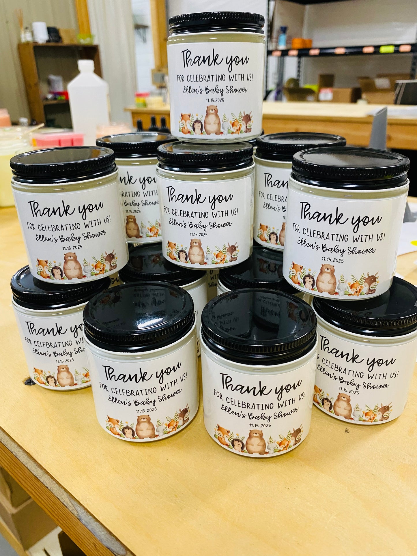 Woodland Animal Baby Shower Candle