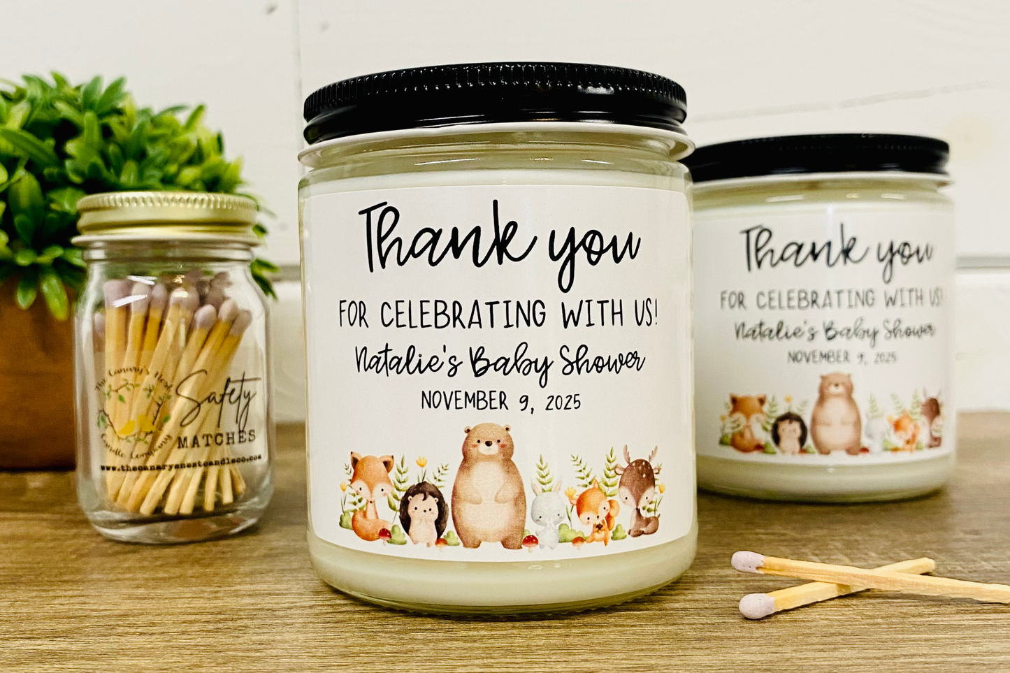 Woodland Animal Baby Shower Candle