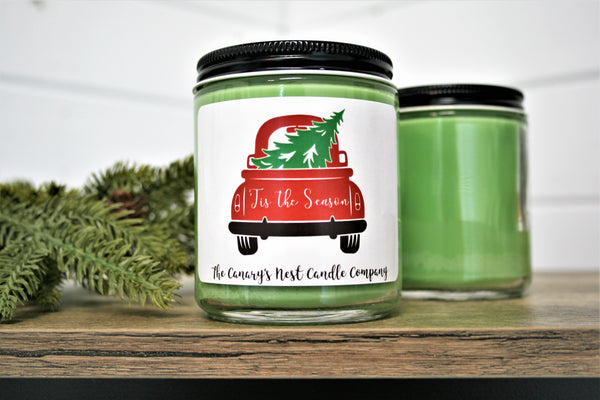 8 oz. "Tis the Season" Christmas Graphic Candle, Choose Your Scent