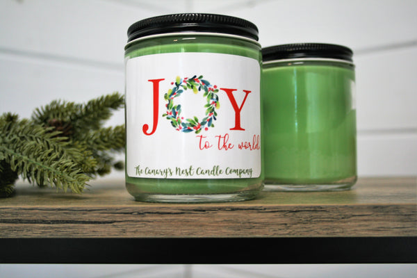 8 oz. "Joy to the World" Christmas Graphic Candle, Choose Your Scent