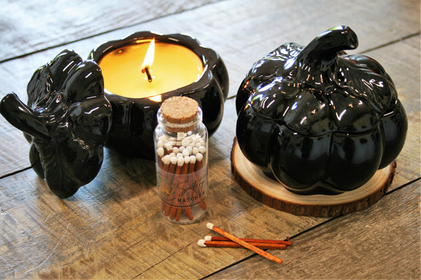 Black Ceramic Pumpkin Candle, Choose Your Scent