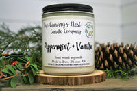 Peppermint + Vanilla Scented Soy Candle, Choose Your Size