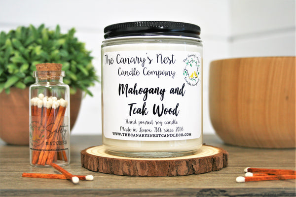 Mahogany and Teak Wood Scented Soy Candle