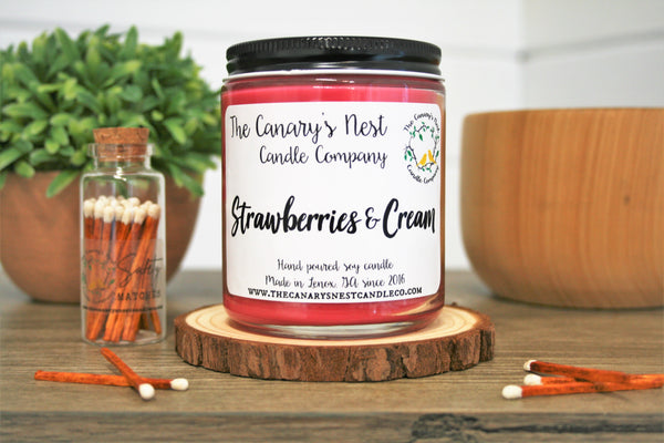 Strawberries & Cream Scented Soy Candle