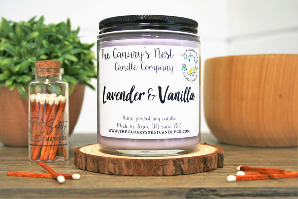 Lavender & Vanilla Scented Soy Candle
